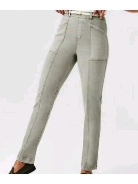 Spanx Stretch Twill Pants Straight Leg Sage Green 2X